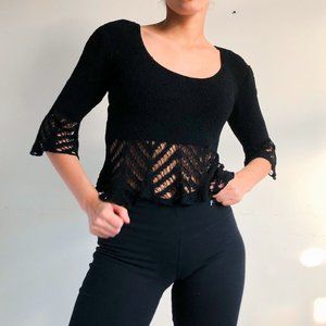 vintage black knit bell sleeves
